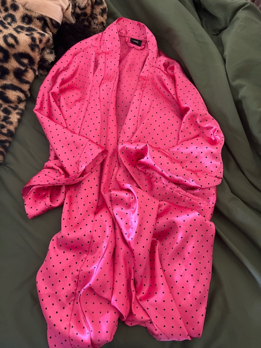 Apt. 9 Hot Pink Satin Polka Dot Robe